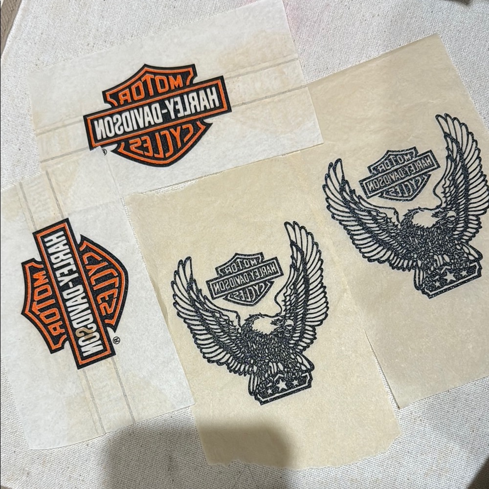 Vintage Harley-Davidson Orange and Black Logo with Eagle 🦅 iron on heat transfer